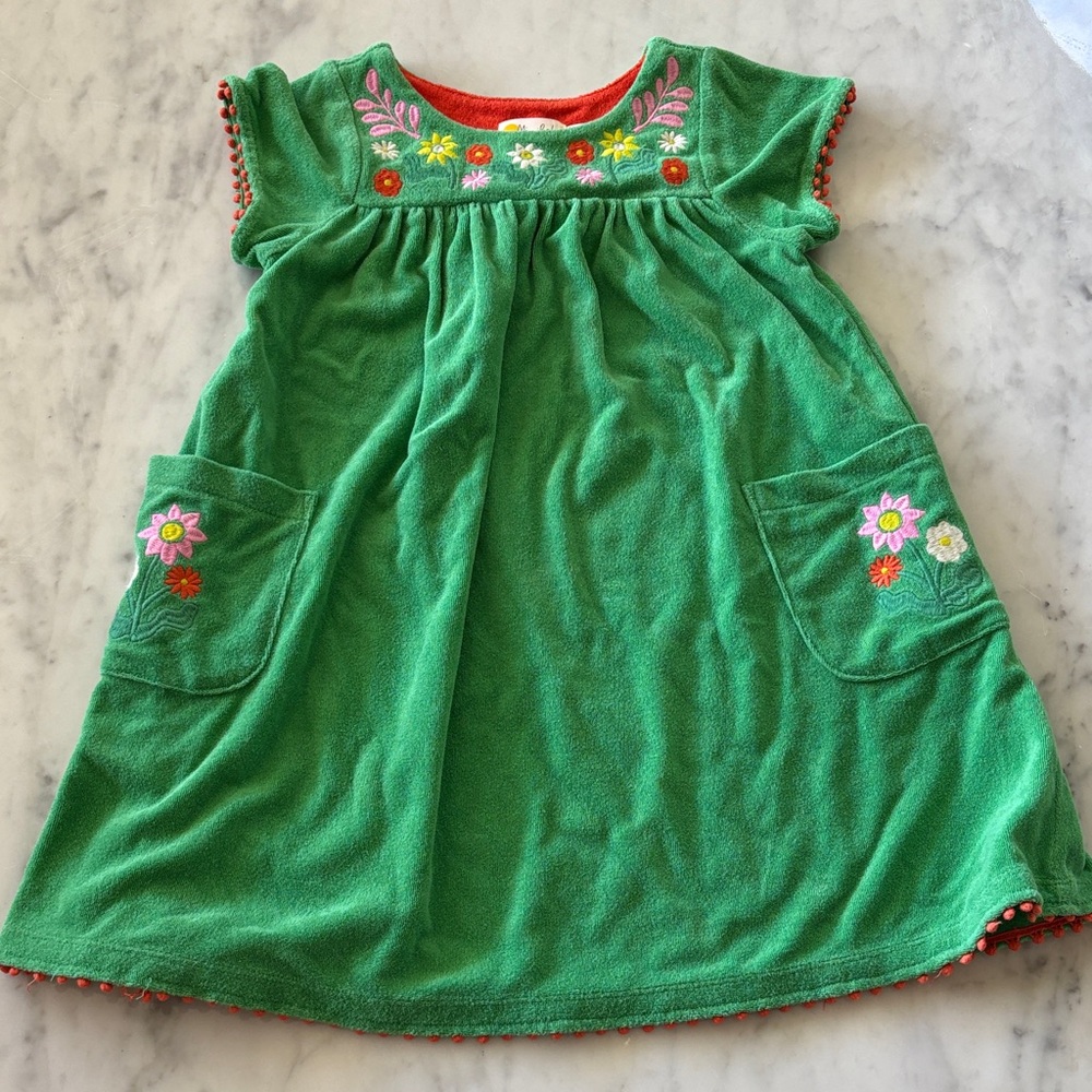 Green Floral Embroidered Kids Dress